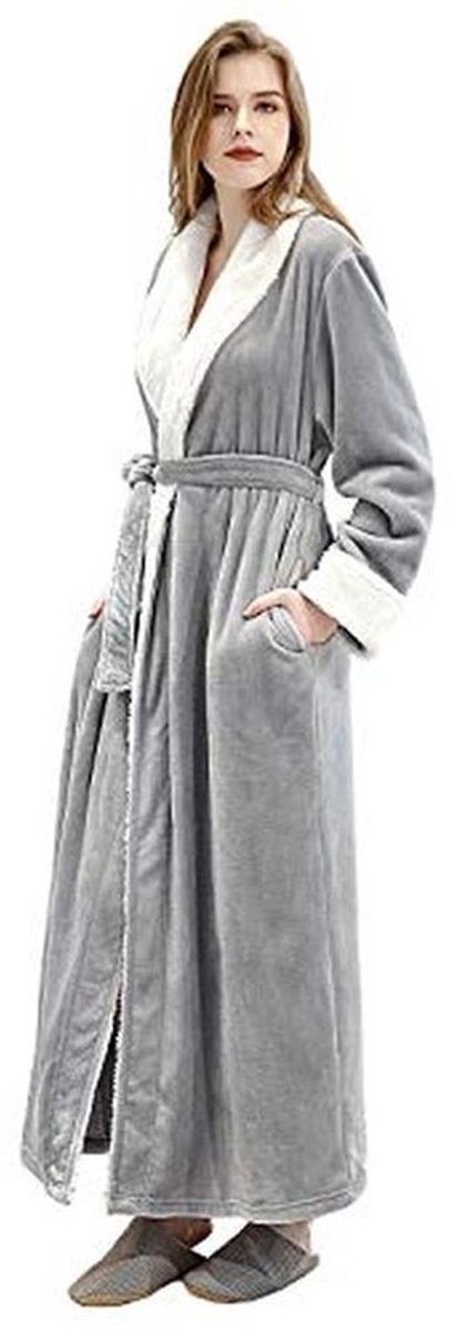 Dames Badjas Lange Soft Coral Fleece Hoogwaardige Winter Badjas