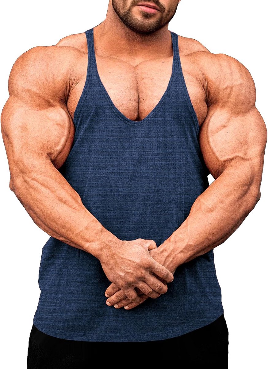 Heren Fitness Stringer Spier Tank Top, Y-Back Gym Drager Shirt, Bodybuilding Spiershirts Mannen Sneldrogend