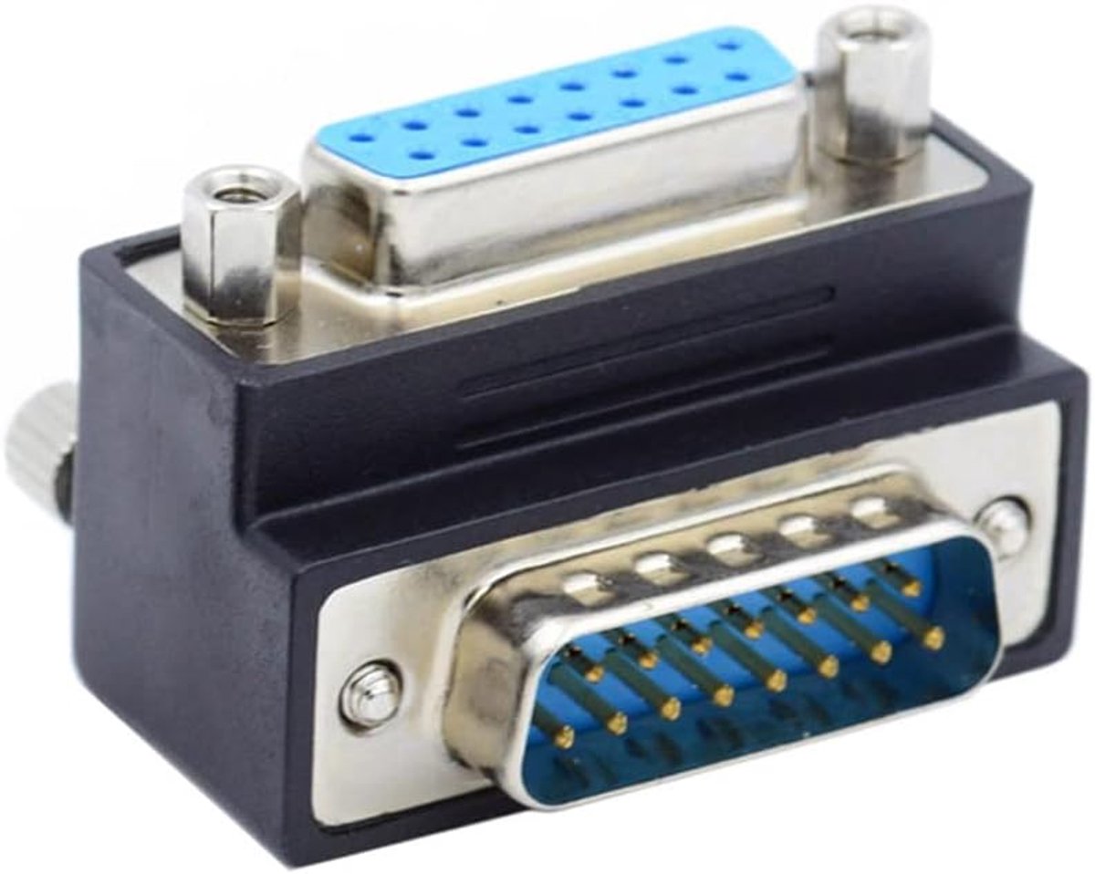 Down 90 Graad Hoekige DSUB D-subminiatuur 15pin Mannetje naar Vrouwelijke Uitbreidingsadapter DB Connector