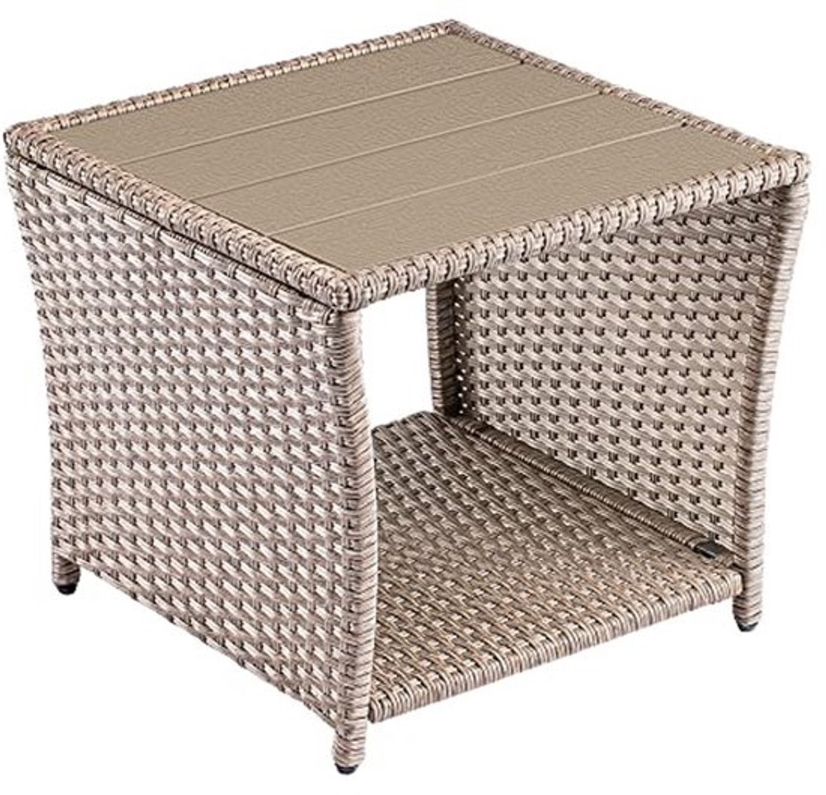 Verstelbare Polyrattan Bijzettafel met WPC Tafelblad