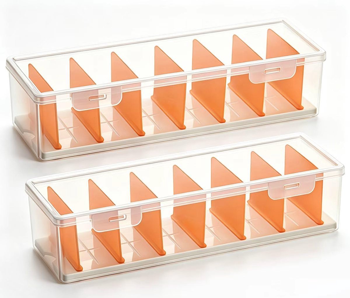 2 stuks, transparante sorteerdoos met 7 verstelbare scheidingswanden, sorteerdozen voor kleine onderdelen voor oplaadkabels, batterijen, schrijfwaren en kabelbeheer, kabelbox