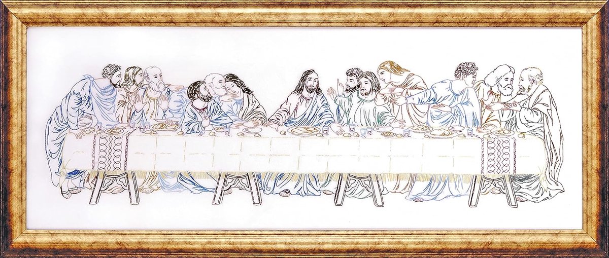 DW2532 Laatste Avondmaal Gestempeld Borduurwerk, 9 bij 61 cm, gestikt in floss