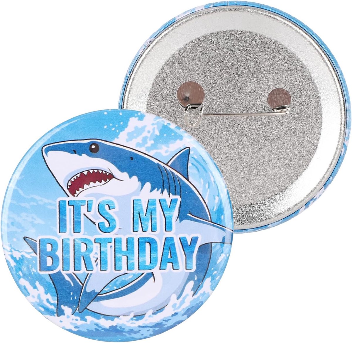 Feest Badge, 5,8cm It’s My Birthday Pin Haai Rond Pinback Button voor Verjaardag Oceaan Onder De Zee Feest Decoratie
