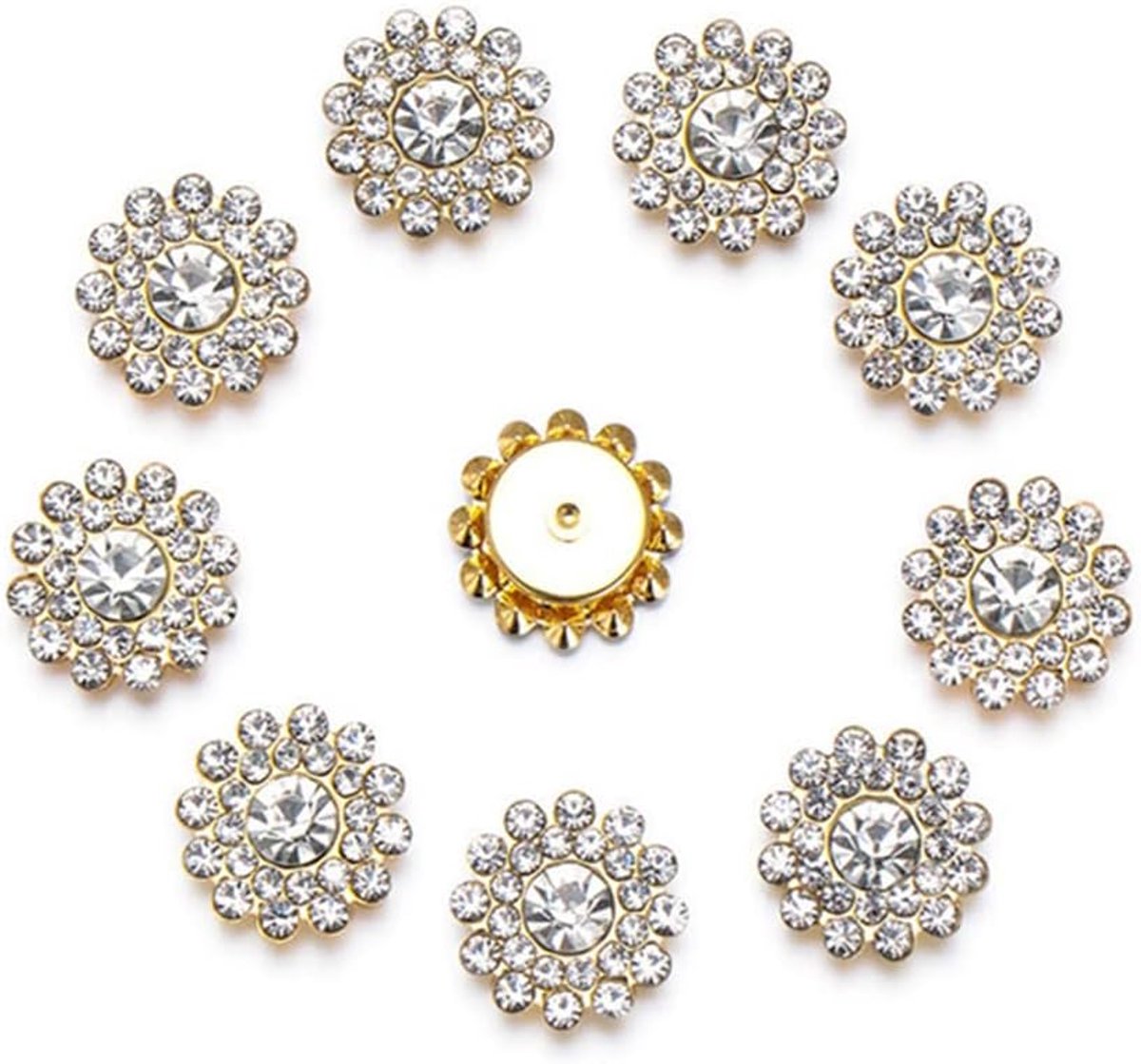 10 stuks 14mm zonnebloemvormige rhinestone klauwknopen kristallen glazen steenknopen voor kledingdecoratie naaiknopen kleding DIY accessoires