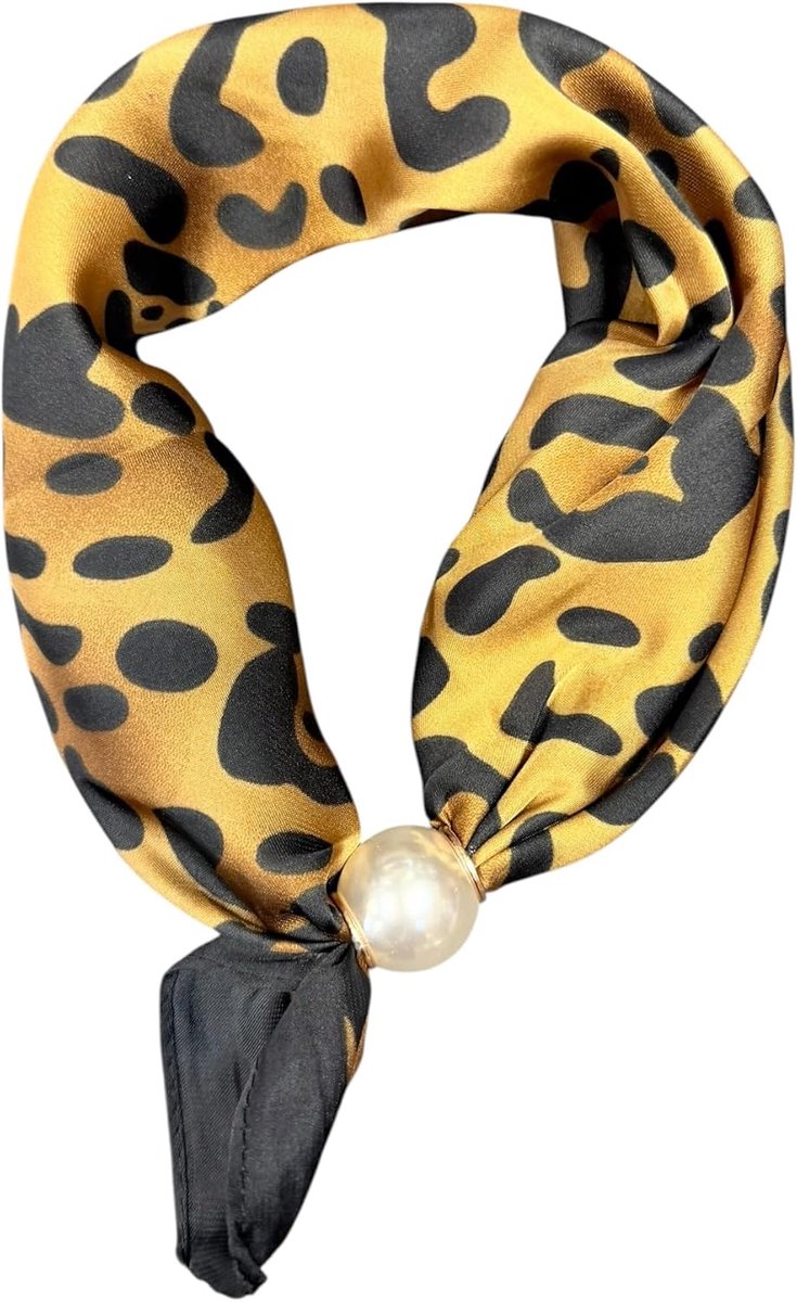 Halsdoek voor dames met parelring, kleine zijden doek voor dames, modieuze sjaal voor hals, haar en tas