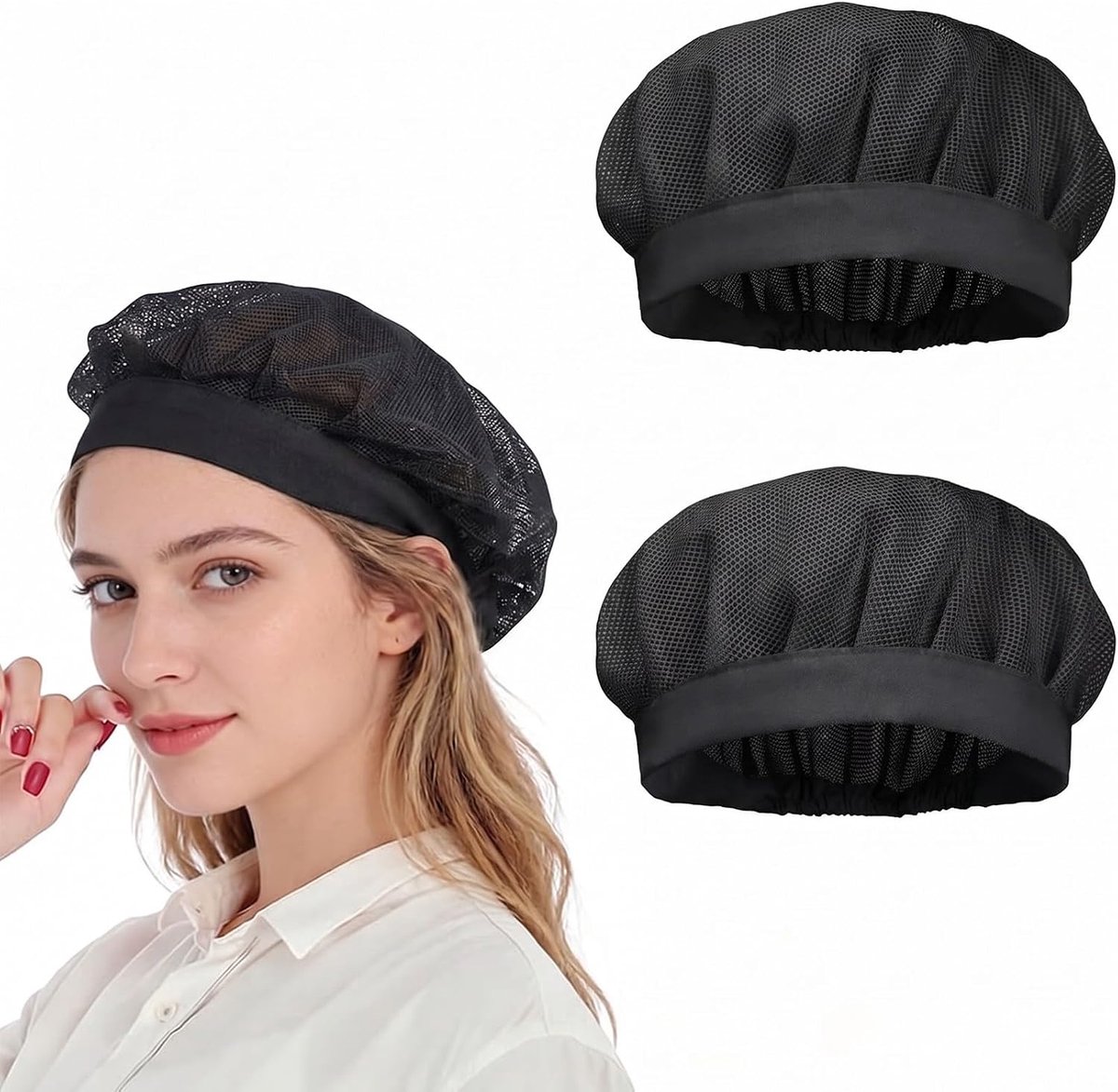 2 stuks elastische koksmuts, uniseks, haarnetje, verstelbaar haarnetje, ademende netstof, haarkap, herbruikbare mesh eetbeanie, kookmuts voor keuken, koksmuts