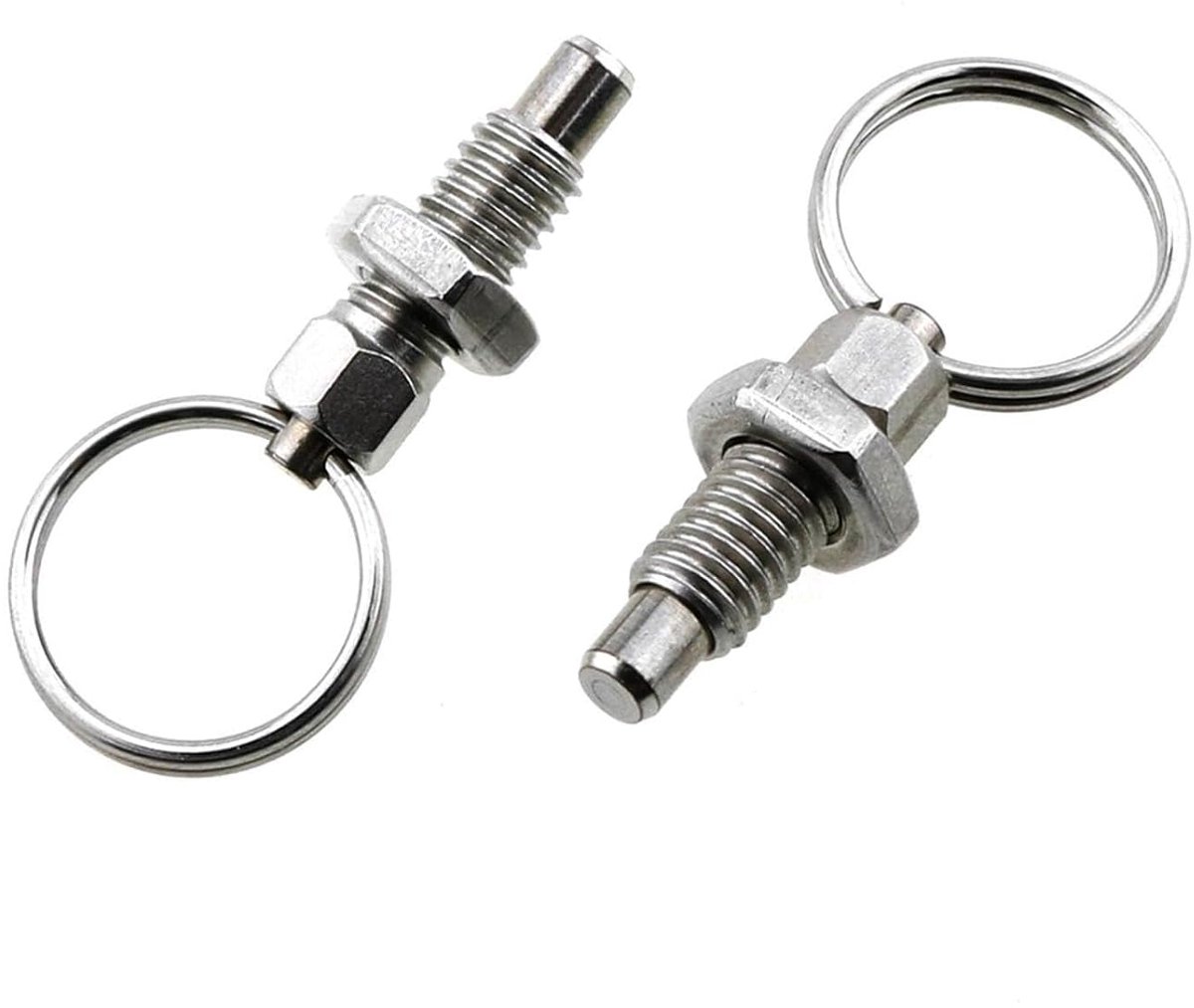 2 stuks veerplungers met trekring, borgpen van roestvrij staal, intrekbare vergrendelbouten voor industriële installaties (M10)