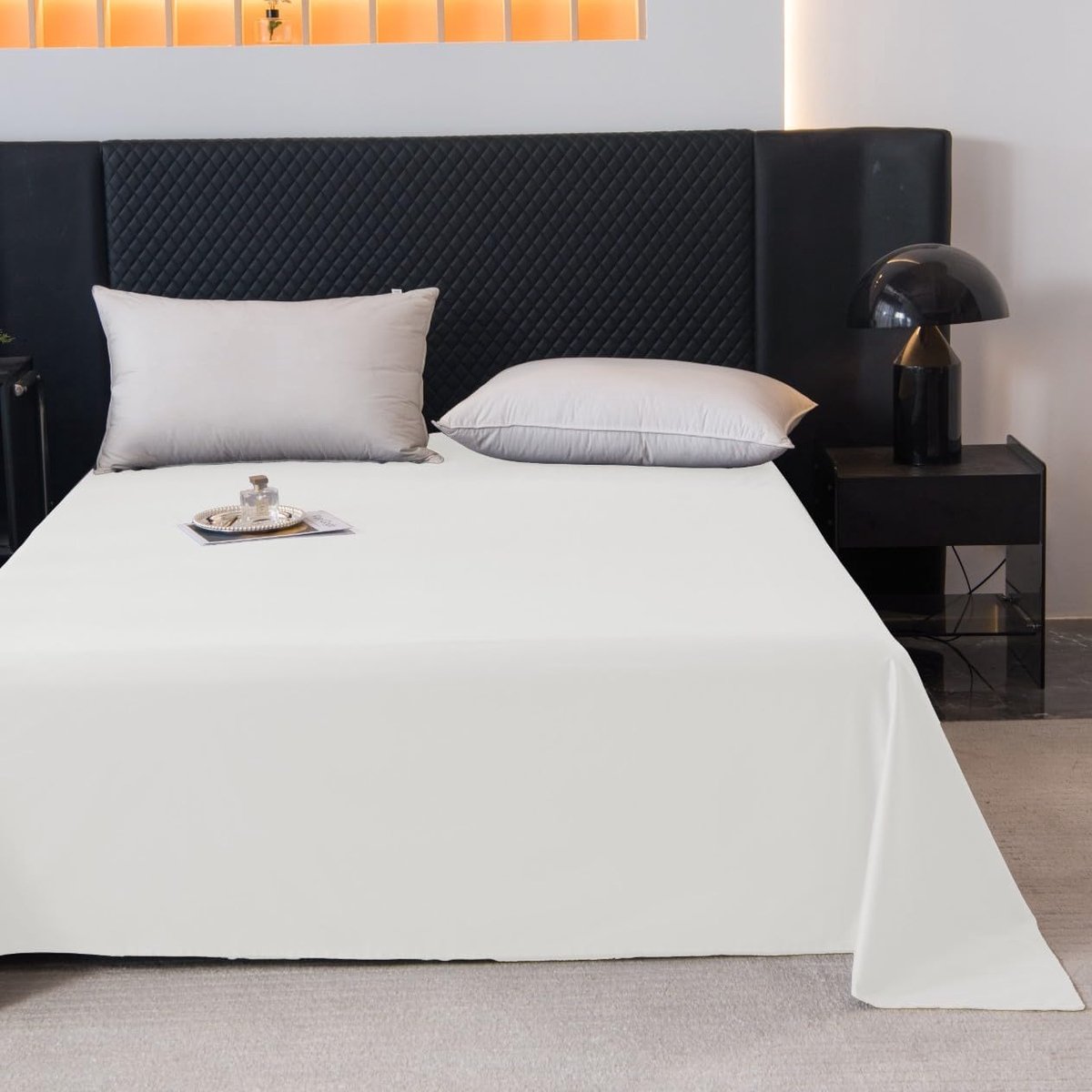 Market Extra groot laken, 230 x 250 cm, wit, van katoen, zonder elastiek, glad laken voor hoge matrassen en lange bedden, onderhoudsvriendelijk, klassiek laken