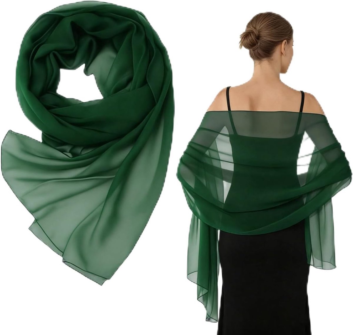 Chiffon Sjaal voor Dames, Oversized Lichtgewicht Wikkeldoek en Sjaal 200 x 70 cm, voor Formele Gelegenheden en Bruiloften
