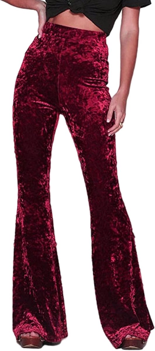 Xxxiticat Damesbroek, fluweel, rechte wijde pijpen, uitlopend, hoog getailleerd, Palazzo uitlopende broek, yogabroek, streetwear broek