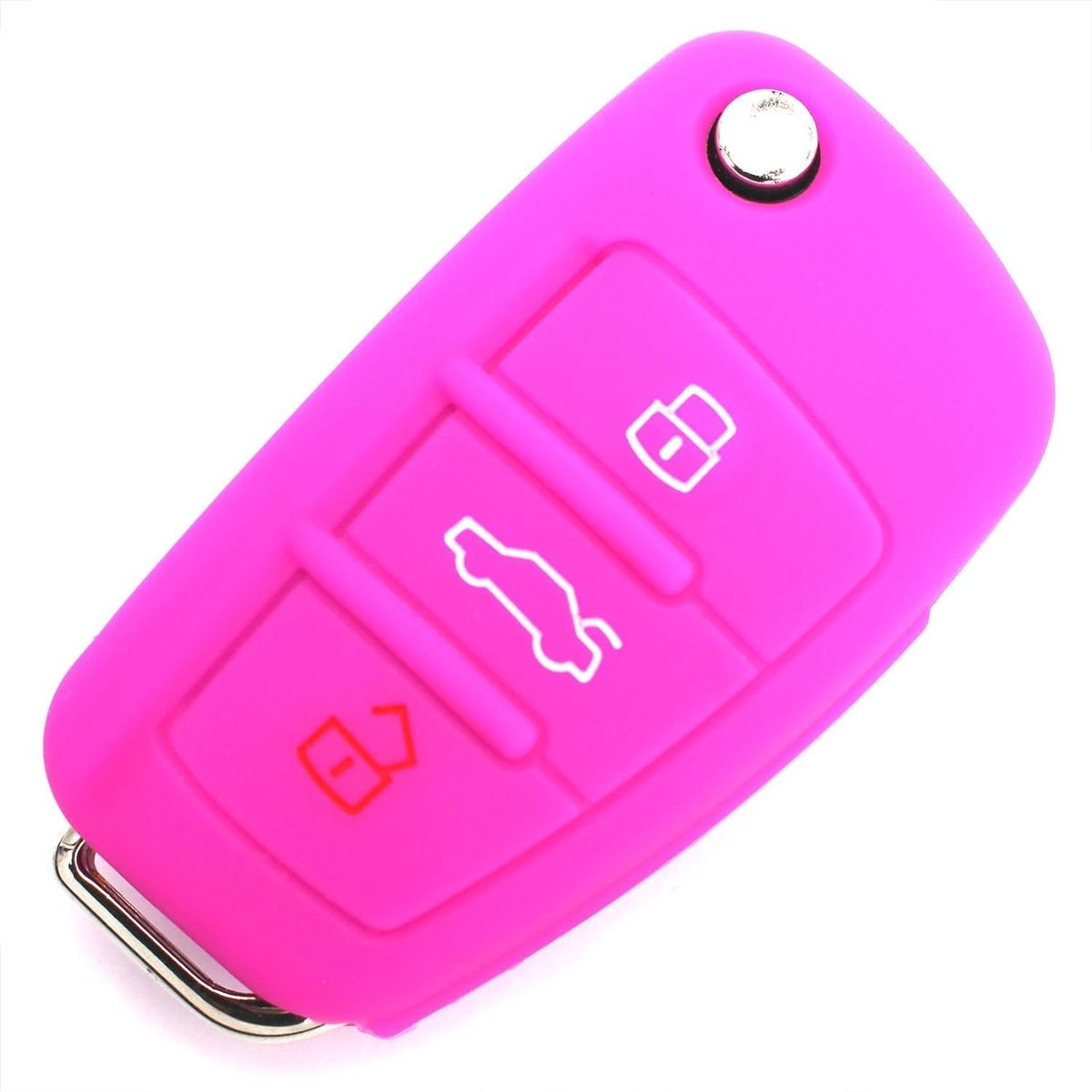 Autosleutelhoes, afstandsbediening met 3 knoppen, compatibel met Audi A1 A3 A4 A6 A8 TT Q5 Q7 R8 S4 S6 S3 RS4 RS6 Q3 TTS Seat Exeo 3R, valbescherming (roze)