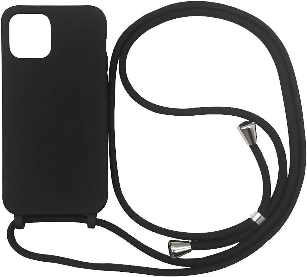 Compatibel met iPhone 13 Pro (6,1 inch), siliconen koord, halsketting, telefoonhoes met koord, TPU bumper, beschermhoes voor iPhone 13 Pro (6,1 inch), zwart