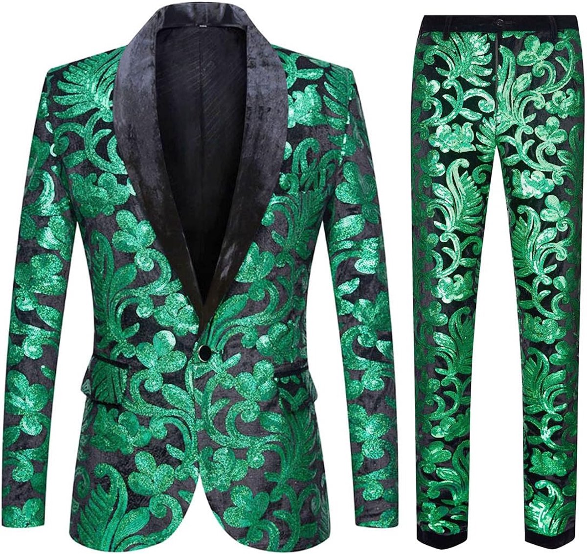 Set voor heren, modieus bloemenpatroon, pailletten