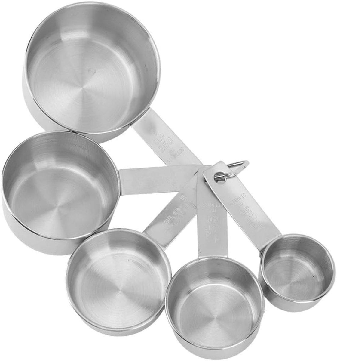 Maatbekers, Nestbare Metalen Maatbekerset met Brede Handgrepen en Opberghaak, Vaatwasmachinebestendige Keukengadgets voor Bakken en Koken, 5-delig