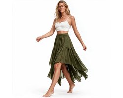 Imily Bela Dames Asymmetrische Midi Rok met Gelaagde Volants