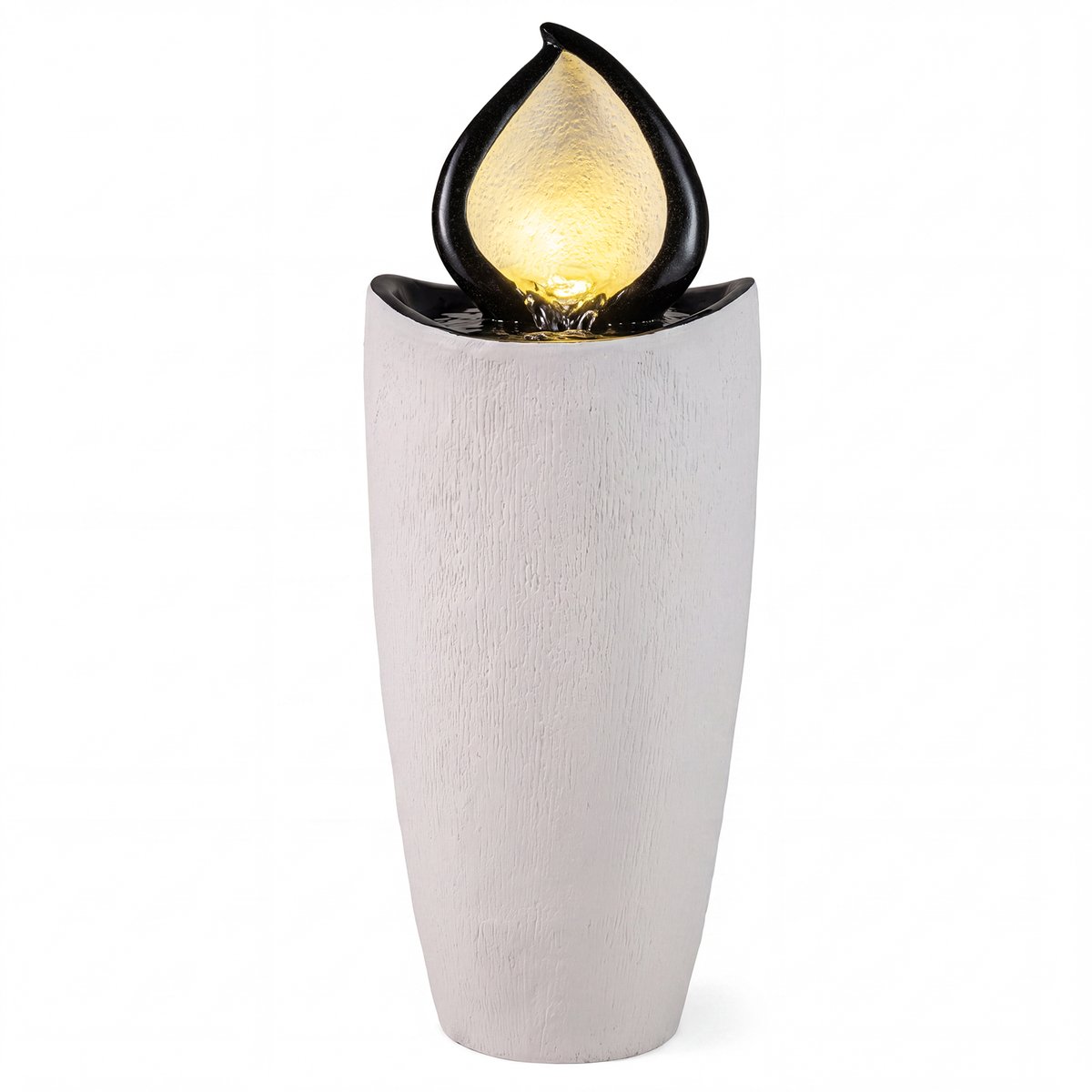 COSTWAY Fontein, 34,5 x 92 cm, tuinfontein met ledverlichting en pomp, kunsthars, kamerfontein voor buiten, waterval, waterval, weerbestendig, fontein voor tuin, terras, balkon, wit