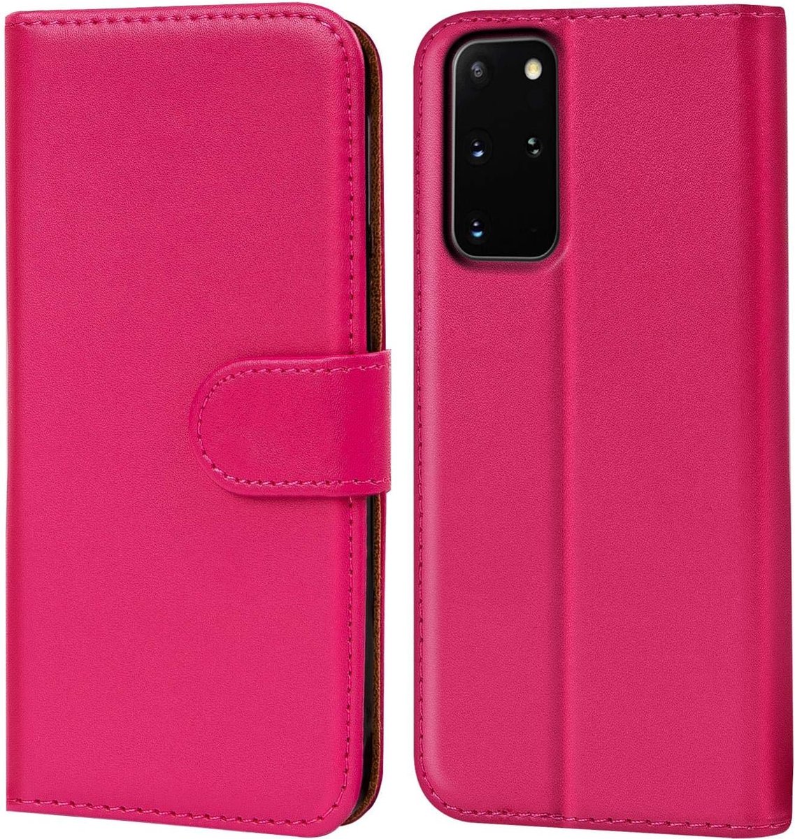 Flip Cover voor Galaxy S20 Plus, Stand en magneetfunctie als portefeuille compatibel met Samsung Galaxy S20+ Case met kaartenvak PU Leer 6.7 inch, Roze
