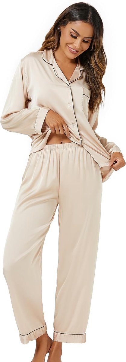 Pyjama voor dames satijnen pyjama set dames button down lange dames bruidsmeisje pyjama tweedelige zijden pyjama voor vrouwen sets