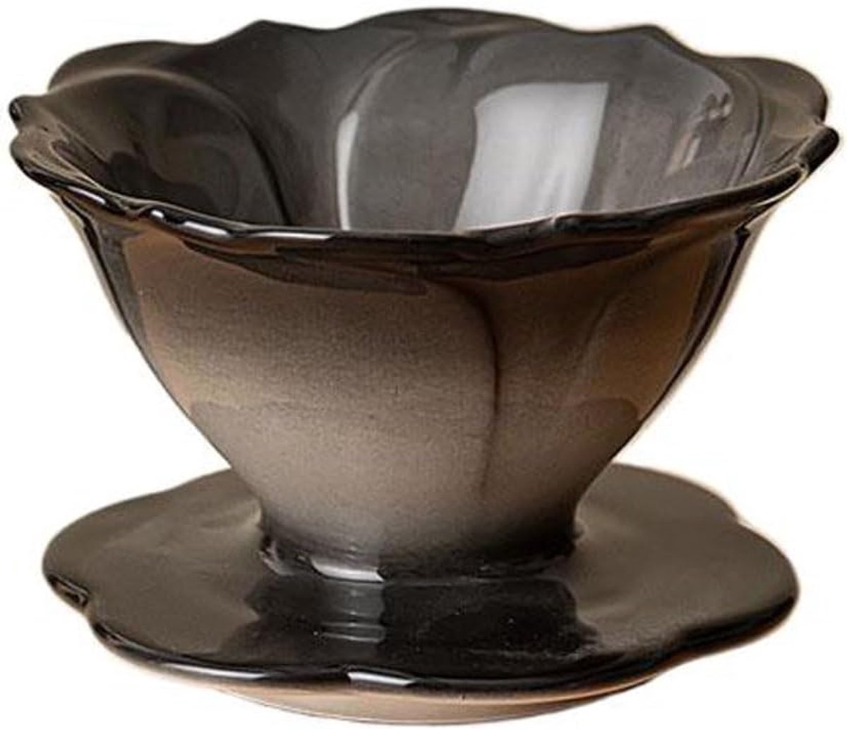 Bloem koffie druppelaar koffiefilter houder koffiefilter kegel koffiezetapparaat beker (zwart)