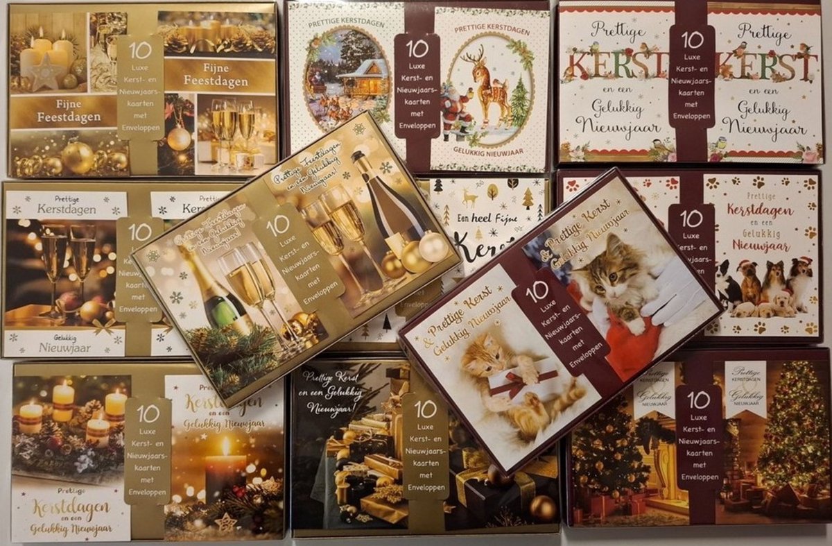 100 stuks Luxe Kerstkaart en Nieuwjaarskaart met envelop