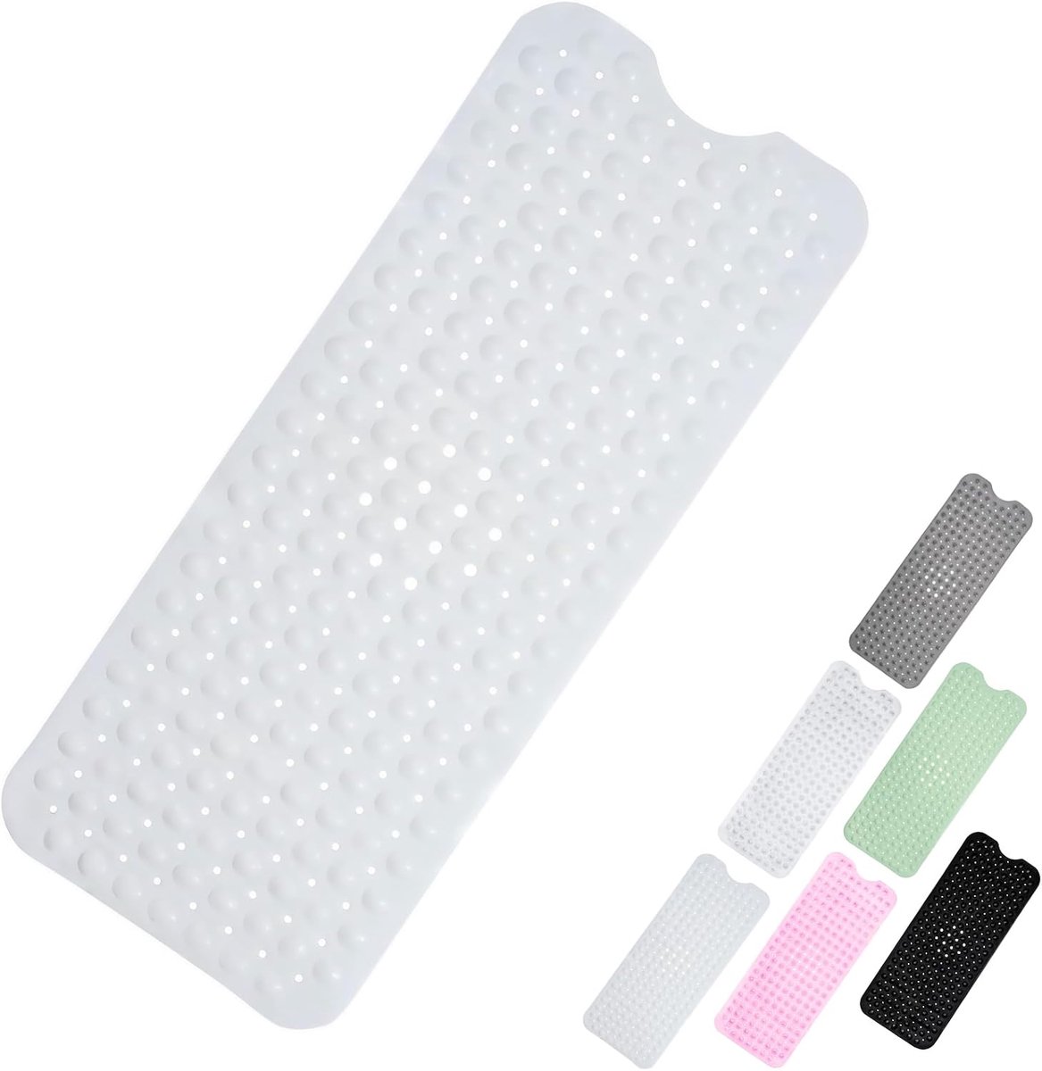 Anti Slip Douche Cabine Mat - Duurzaam en Gemakkelijk te Reinigen - Met sterke zuignappen en afvoergaten - Badkamer accessoires - 100 x 40 cm - Wit - Geschikt voor baby's en volwassenen - Niet giftig en geurloos - Mat voor in bad - Wasbaar