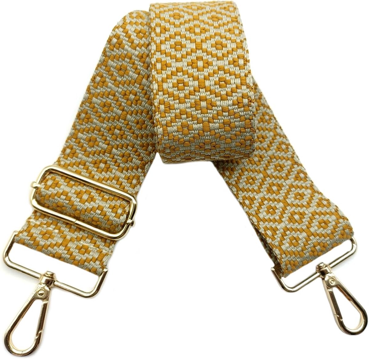 Schouderriem voor tas, 5 cm, breed, verstelbaar, verwisselbare schouderriem met goudkleurige gesp, voor dames, doe-het-zelf, schouderriem, accessoires (geel), 01