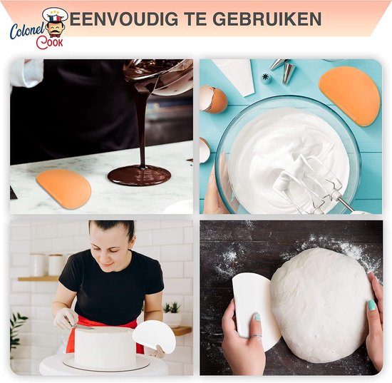 Hoorn| set van 2|✮✮LEVENSLANGE GARANTIE✮✮- raclette/schraper Patisserie| 2 Kleuren flexibele Patissier's hoorn| maat 15,8X10,3 CM| plastic banketbakker — afbeelding 3