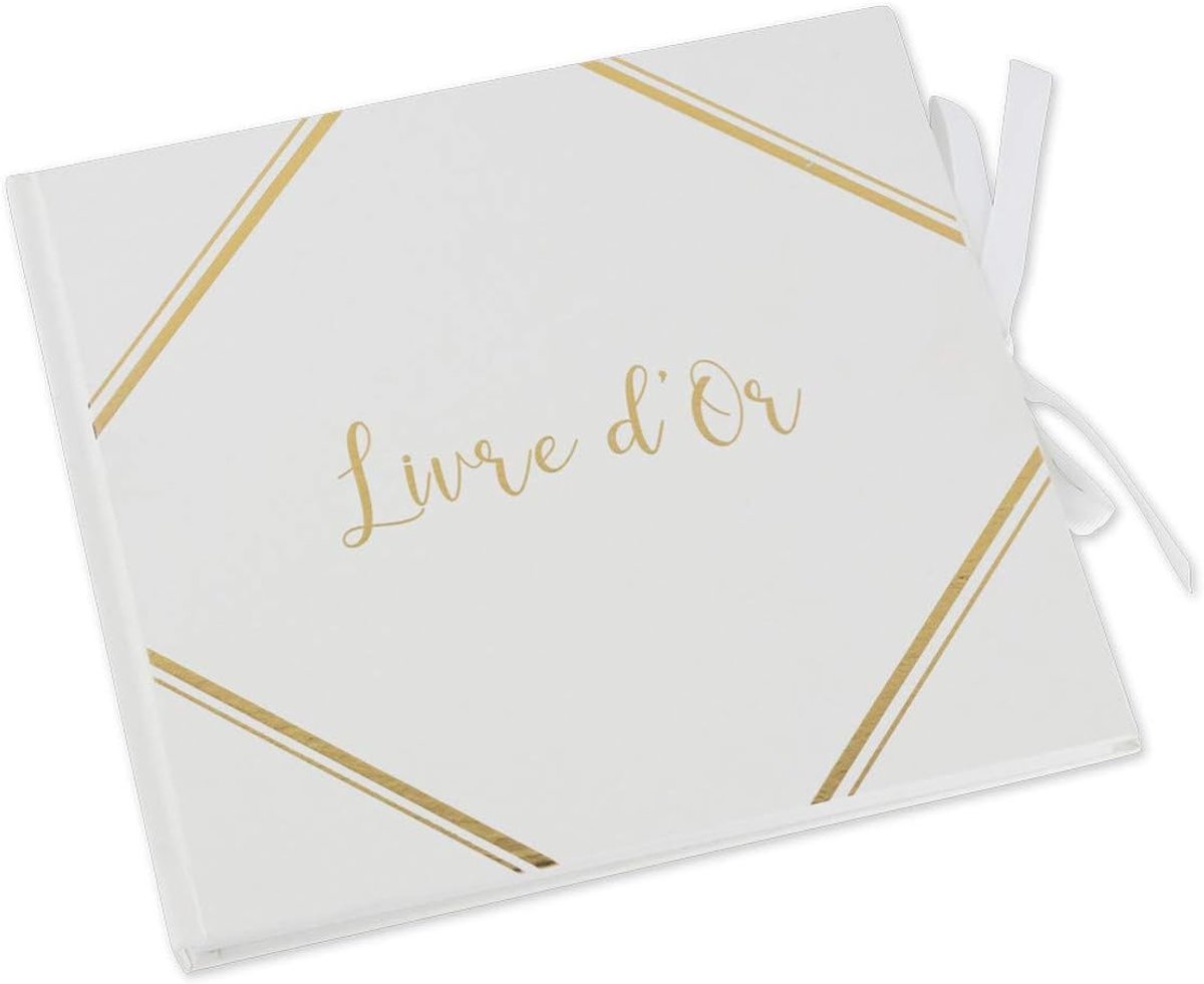 Gastenboek, wit en goud, 21 cm