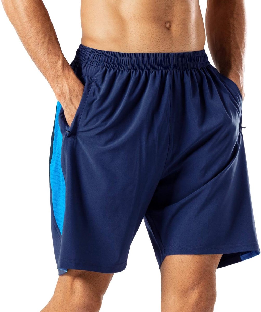 Hardloopbroek voor heren, sneldrogend, sport, korte broek met ritszak