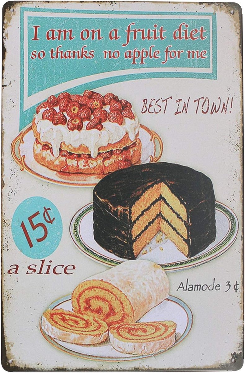 Baked Goods Best in Town, metalen bord, slogan, kunst, decoratie, vintage, voor keuken, bakkerij