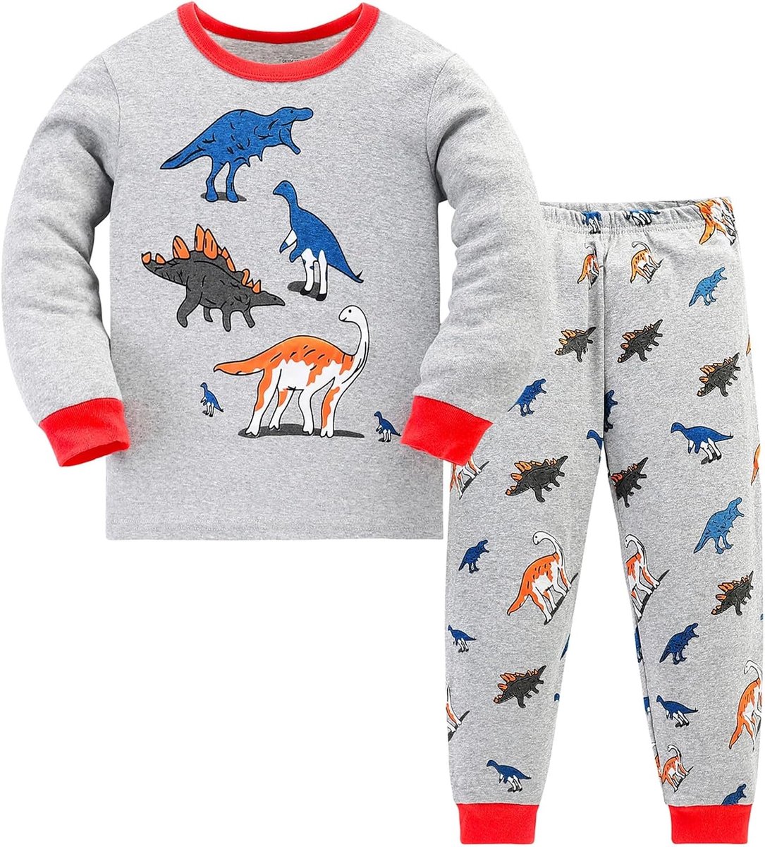 Pyjama Dinosaurus Graafmachine Lange mouw Katoen Winter Kerst Nachtkleding 3-9 jaar
