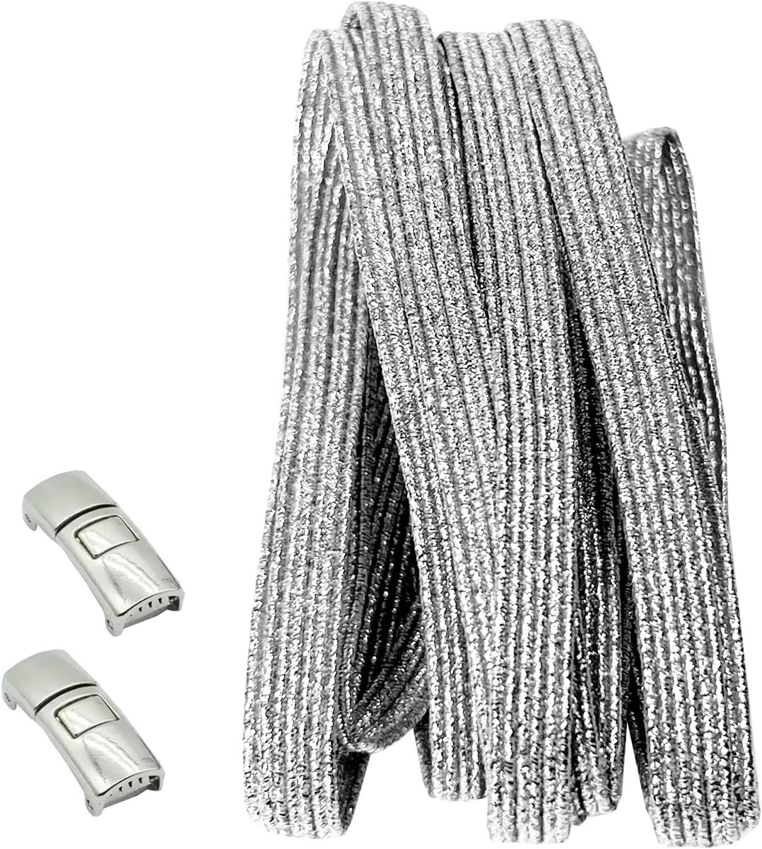 Schoenveters met veilig vasthoudende, platte snelsluiting, 6 mm brede rubberen schoenveters voor sneakers, loopschoenen, sportschoenen, 100 cm