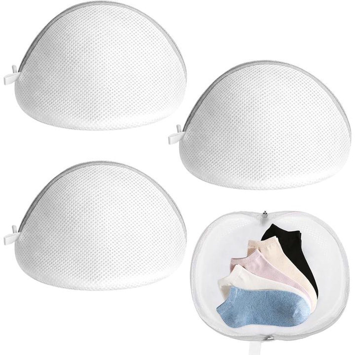 BH-waszakje - waszak - 4 stuks - 18*15 cm - mesh waszakken - wasmachine zakken - Lingerie Waszakjes met Rits - ondergoed wasnet voor dames - herbruikbare - voor intiem ondergoed - kledingbescherming - grijs