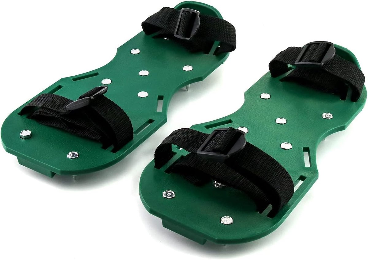 Gazonventilatorschoenen high-performance spiked sandalen metalen welvingen en 3 riemen voor het ventileren van uw gazon of yard (groen)