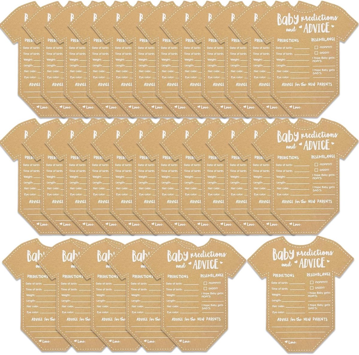 30 stuks babyvoorspellingskaarten, babyshowervoorspellingskaarten, babyshowerdecoraties, babyshowerspellen voor advies over babyshowers