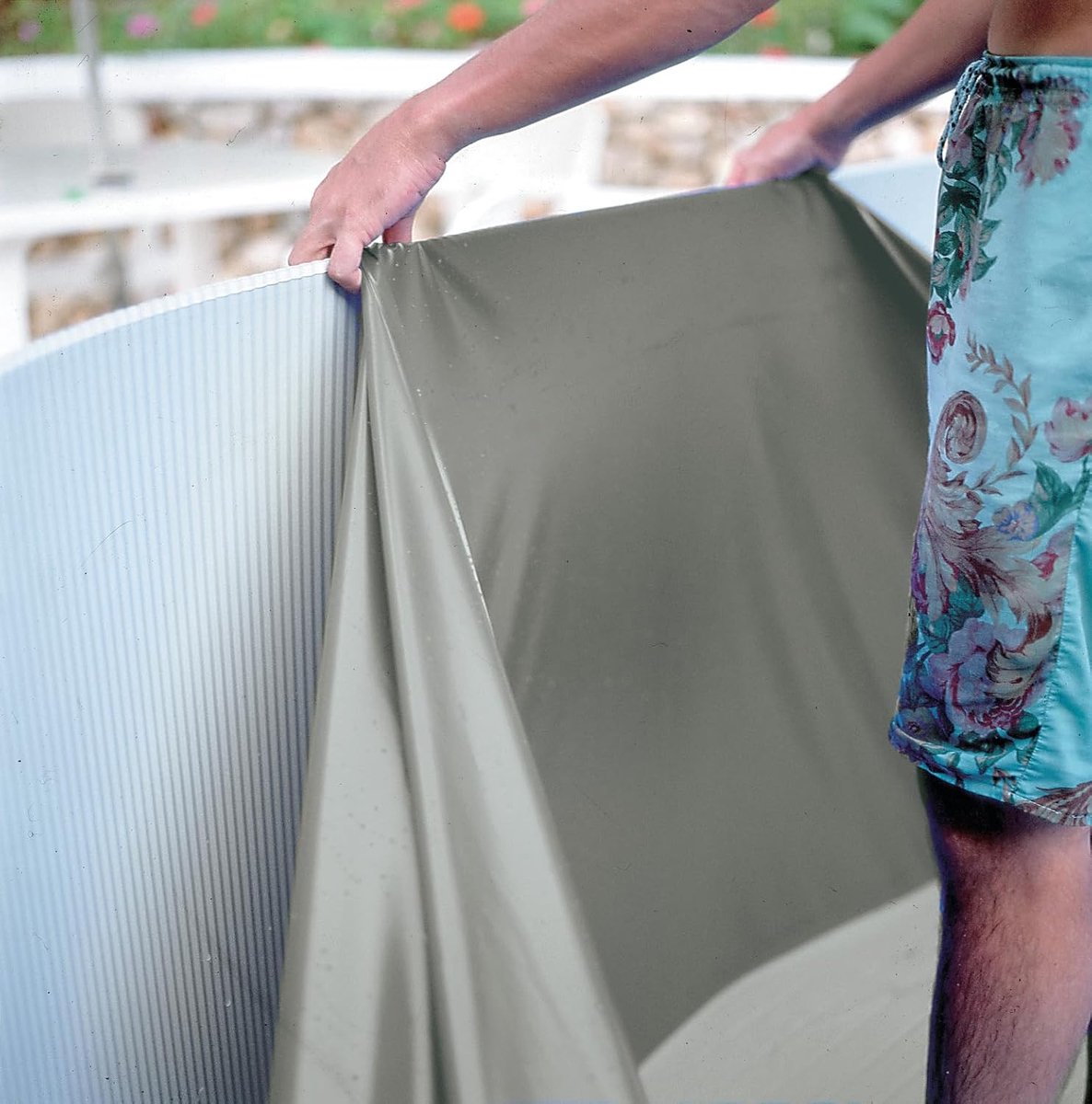 SP4550GF Liner grijs voor zwembad, rond, afmetingen 460 x 120 cm, overlap-systeem