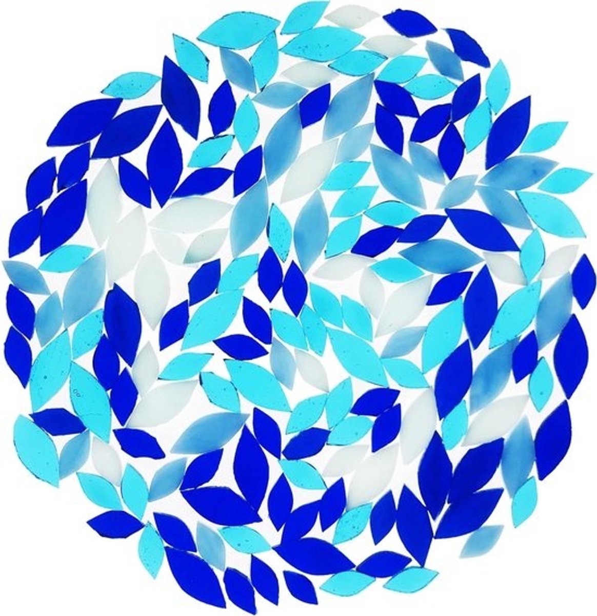 200G mozaïektegels - blauwe bloembladvorm - handgegraveerd glas voor DIY-kunst en huisdecoratie
