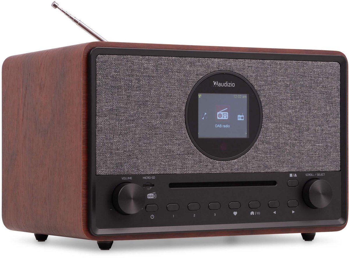 DAB Radio met CD Speler en Bluetooth - Audizio Lucca - FM en Internetradio - AUX en USB Stick Ingang - Wekker