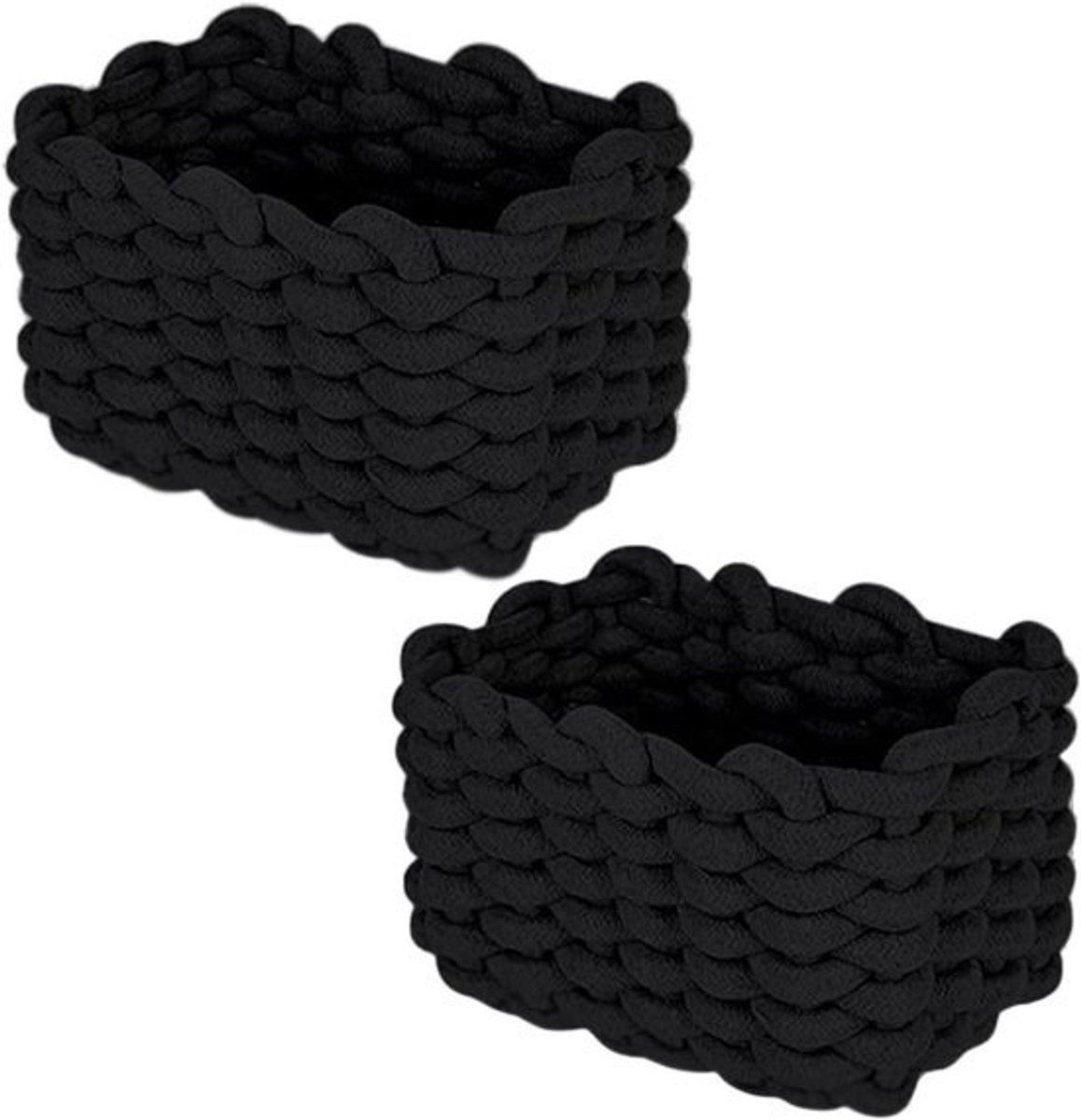 Opbergmand van katoen, 19 x 15 x 12 cm - Geweven mand voor badkamer, wasgoed en thuisaccessoires, zwart