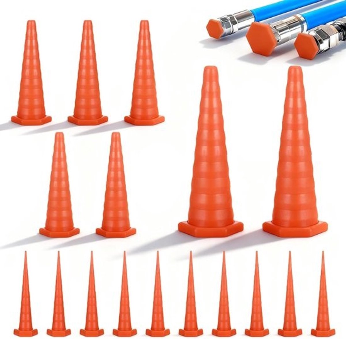 Conical Rubber Stopper, 17 Pieces, Hydraulic Hose, 3 Sizes, Universal Hydraulic Hose, Protection for Hose and Pipes - ShopVlot