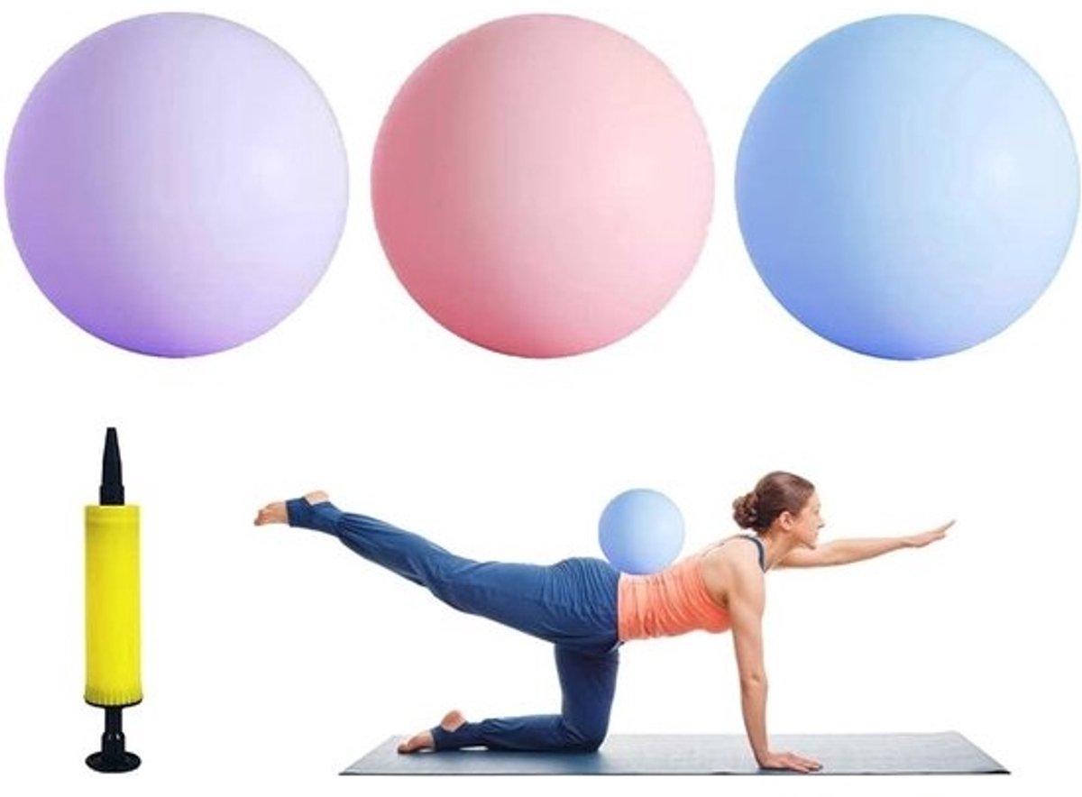 Kleine gymnastiekballen set van 3 - 25 cm soft Pilates-ballen met pomp voor yoga en fitness