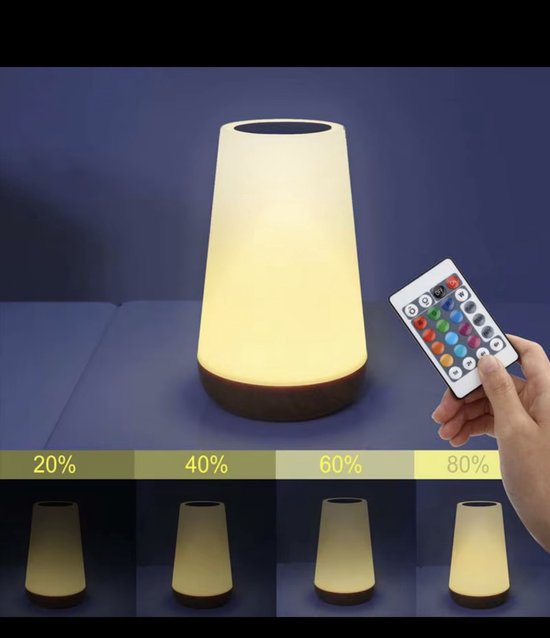 USB Oplaadbaar Nachtlampje Met Afstandsbediening - 13 RGB kleuren - Sfeerlamp - LED verlichting - Nachtlamp - Wake-up Light - Bedlamp voor Baby, Kinderen & Volwassenen - Dimbaar - Touch Control - 15 cm van Merkloos — afbeelding 3