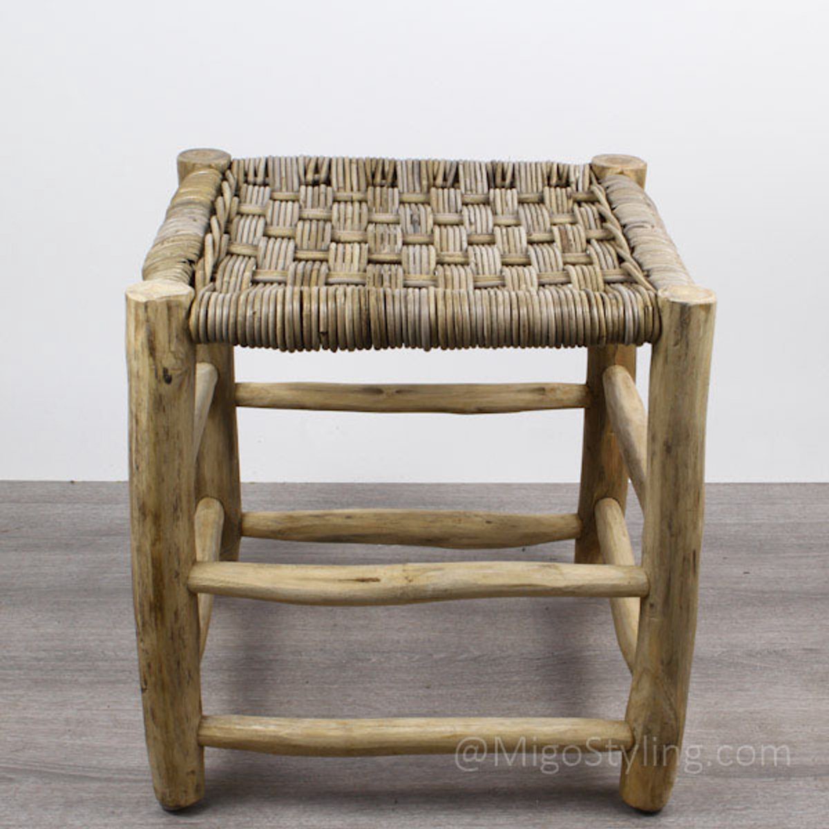 Krukje - Voetenbankje - Rotan - Hout - 45x45x45