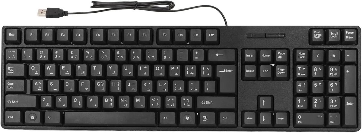 USB Bedraad Arabisch Toetsenbord met 104 Toetsen, Duidelijke Tekens, Plug and Play, Geschikt voor PC en Computergebruik