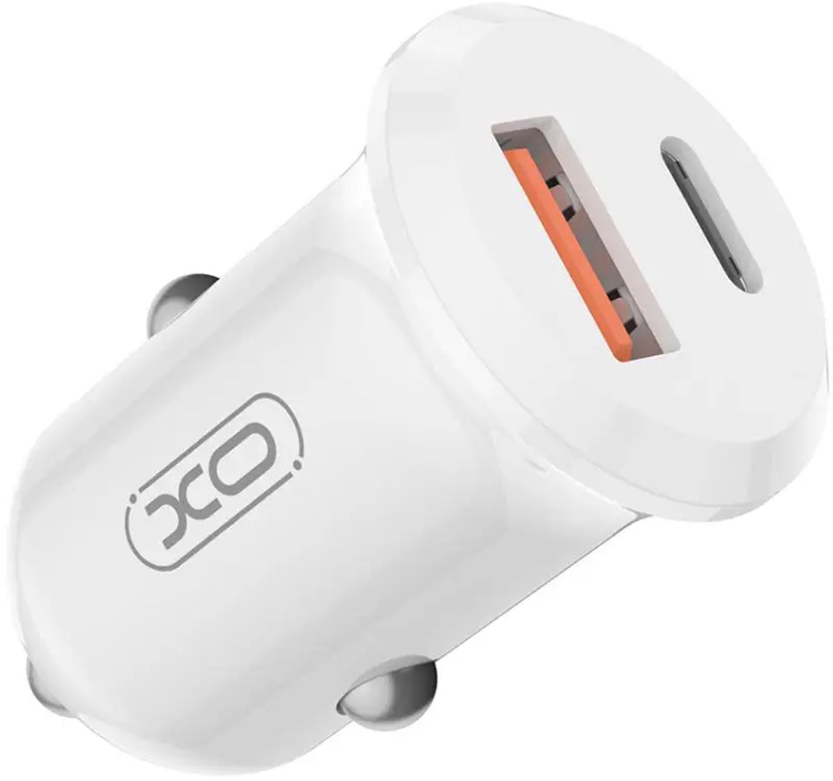 XO-CC69 Autolader - Dual Port Snellader - 2 Poorts USB-C & USB-A - 12V USB Autolader - USB-C PD 30W + USB-A QC3.0 18W - Fast Car Charger - wit