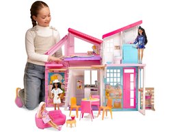 Barbie Malibu Huis - Poppenhuis met Meubels en 25+ Accessoires - 70 cm Hoog - Malibu Villa - Speelhuis - Barbiehuis Droo