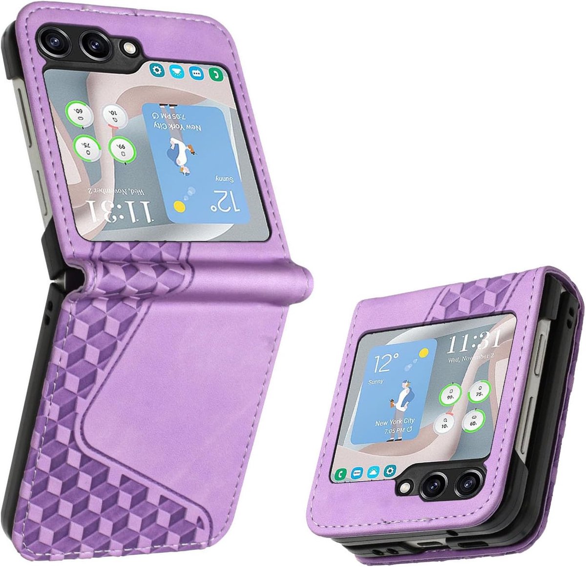 Hoesje voor Samsung Galaxy Z Flip 6, Lederen Portemonnee Telefoonhoesjes met Standaard Magnetic Shockproof Flip Leather Wallet Book Case(Paars)