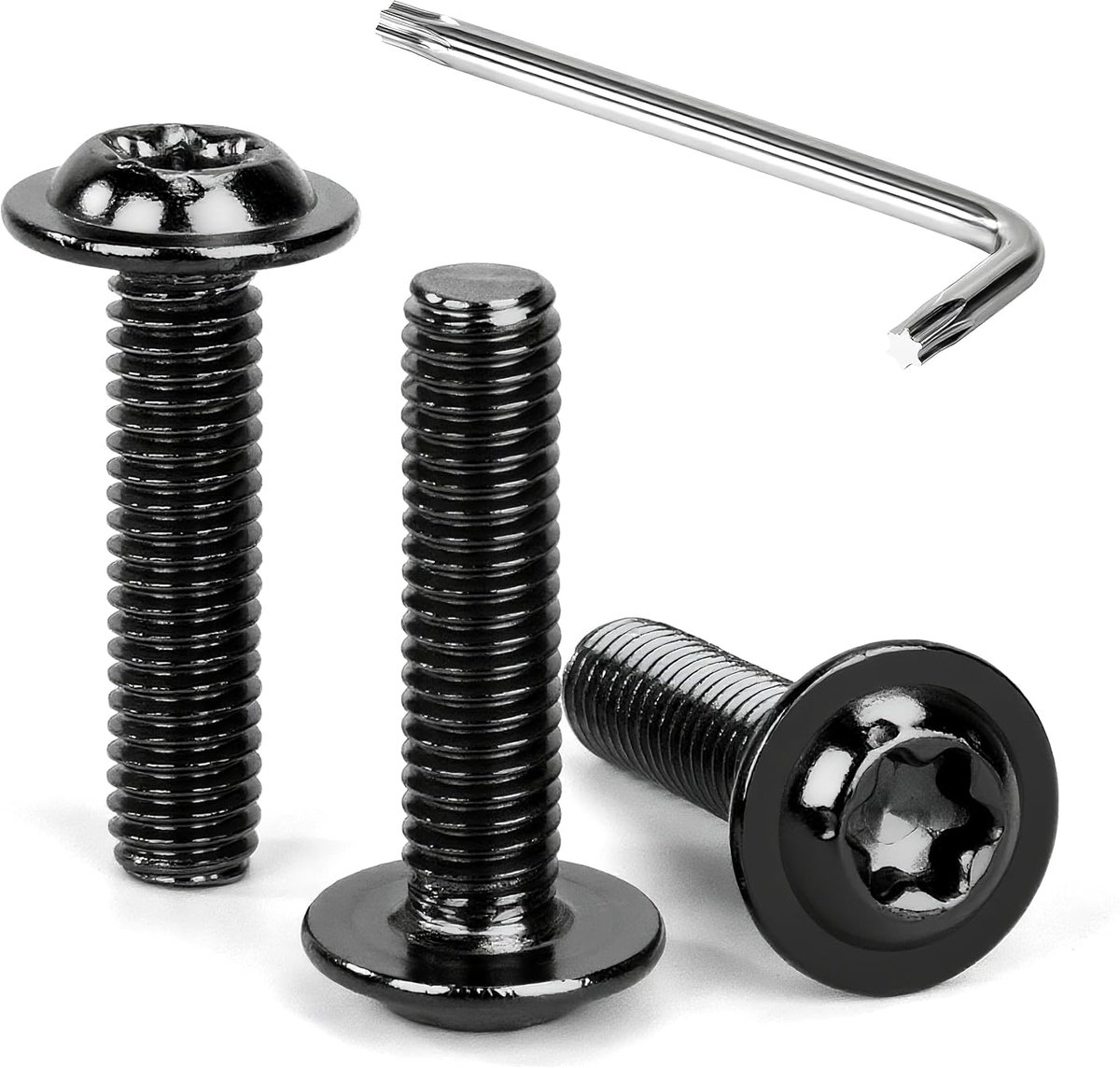 Lenskopschroeven Torx met flens, M6 x 25 mm, zwart, zeskantschroef van roestvrij staal, A2 V2A, machineschroeven met inbus, volledige schroefdraad, 30 stuks
