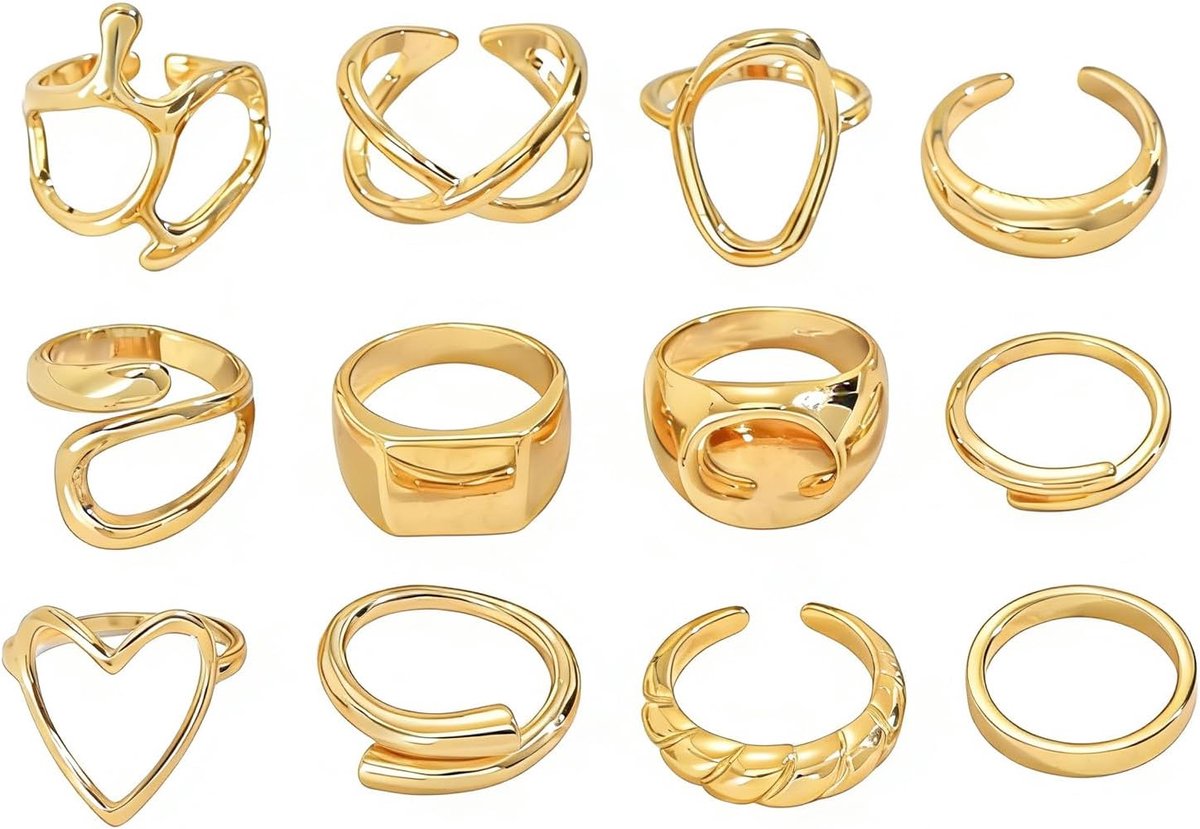 Ringen Set Stapelbare Knuckle Ring Set Voor Vrouwen Vintage Chunky Gouden Ringen Vrouwen Goldplated Chunky Vinger Ring