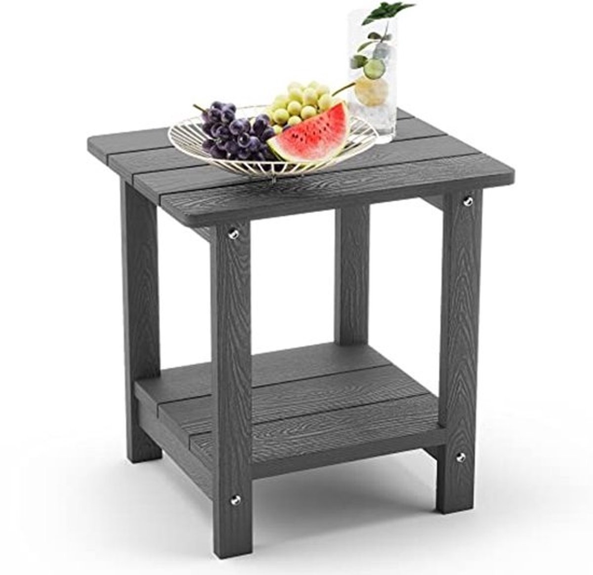 Adirondack Bijzettafel voor Buiten - Donkergrijze, Weerbestendige Moderne Terrasbijzettafel